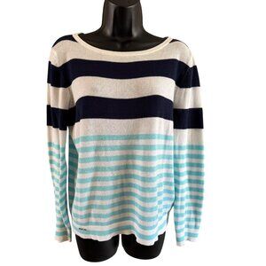 Lilly Pulitzer Womens Striped Cotton Sweater S Blue White/Aqua